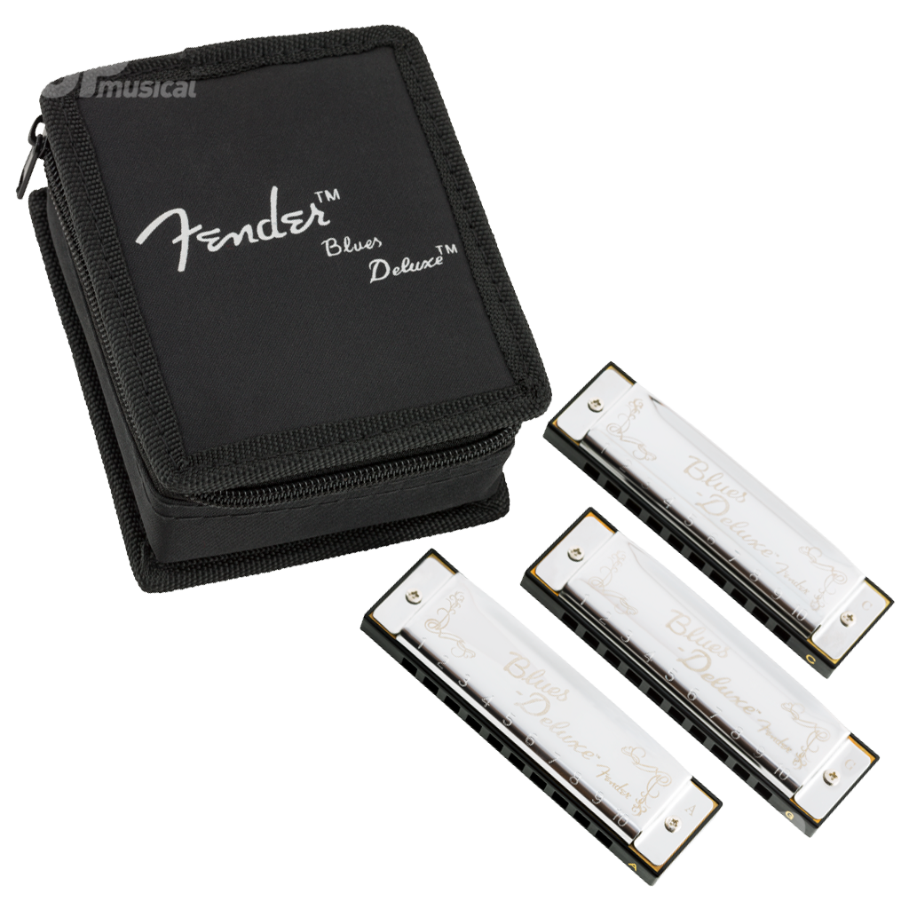 Fender 0990701021 Blues Deluxe Harmonica Pack of 3 with Case | JP Musical