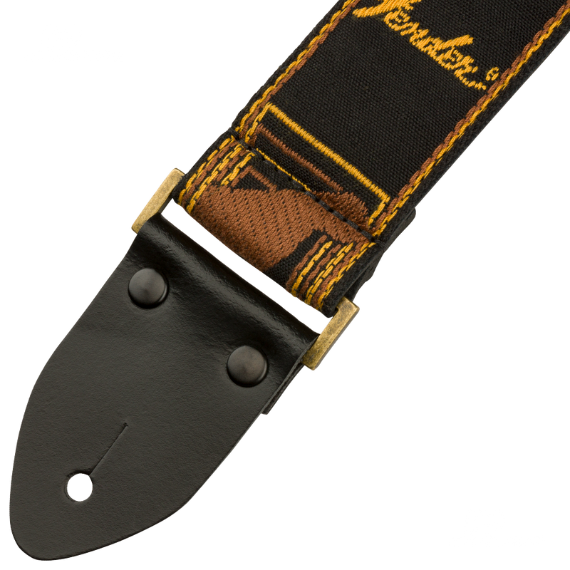 Fender 0990680003 Legacy Vintage Monogram Strap Black/Yellow & Brown - JP Musical